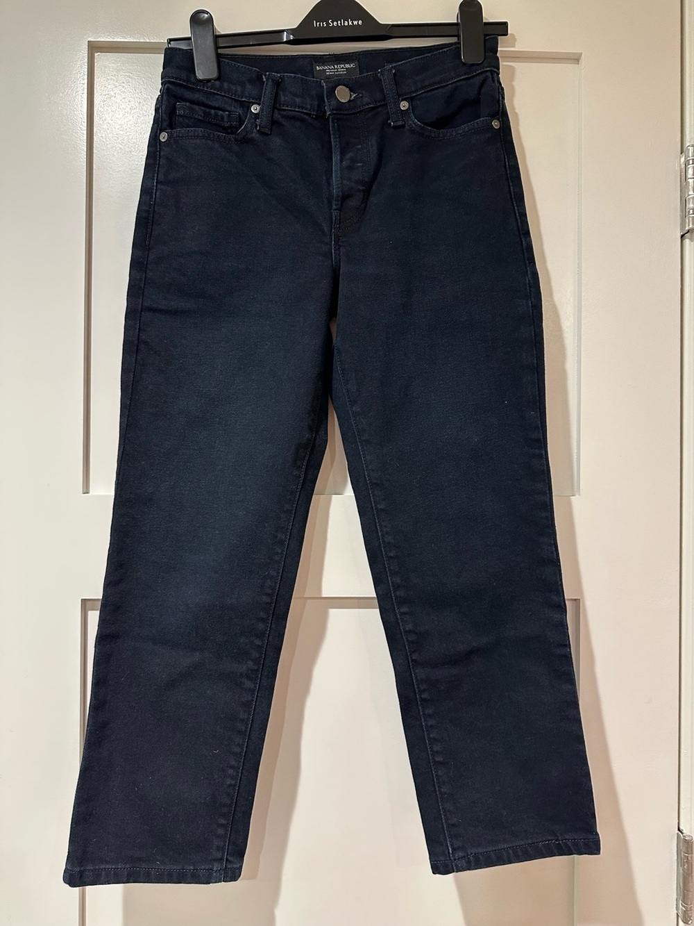 Banana Republic size 26 Petite hr dark blue premium denim straight leg jeans.
